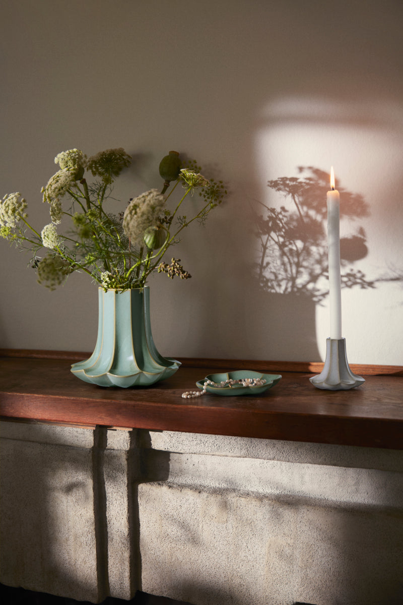 Kantarel lysestage, sand - H10 cm